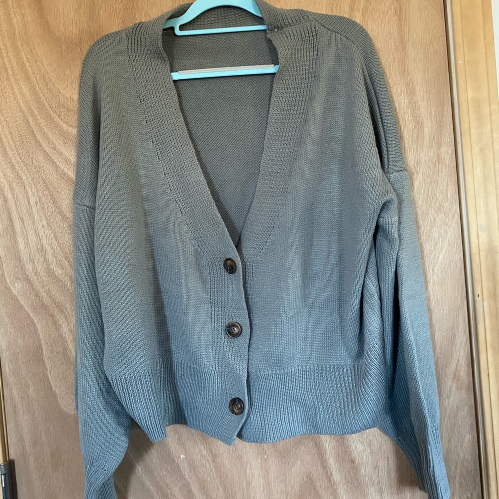 SHEIN Women's Gray Button Cardigan